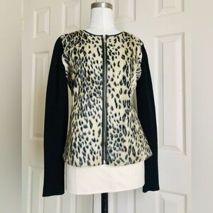 Ann Taylor Faux Fur Leopard Print Sweater